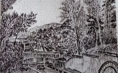 Кисловодск глазами художника. Спуск к Колоннаде.