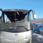 На трассе при выезде из Кисловодска сгорел автобус