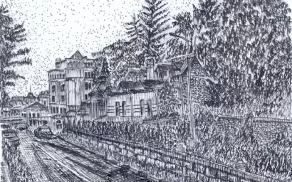 Улица Шаляпина (перо, тушь 30.05.2023 г.)