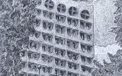 Алексей Травкин. Бумага, тушь. Корпус санатория имени Горького, 2012 год