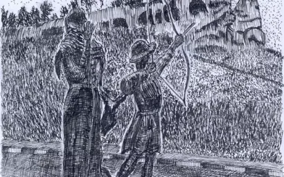 «Княжна и Пастух». Перо, тушь, 2023 г.