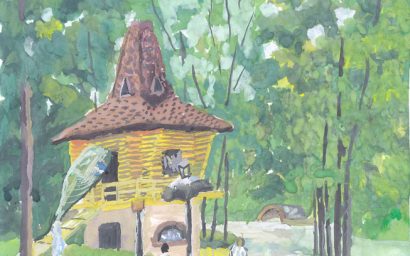 В Комсомольском парке (бумага, гуашь. Май 2025г.)